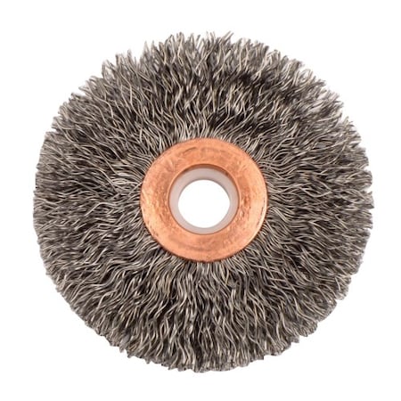 Weiler 2-1/2" Dia Crimped Wire Wheel, .014" Steel Fill, 1/2"-3/8" Arbor Hole 15523